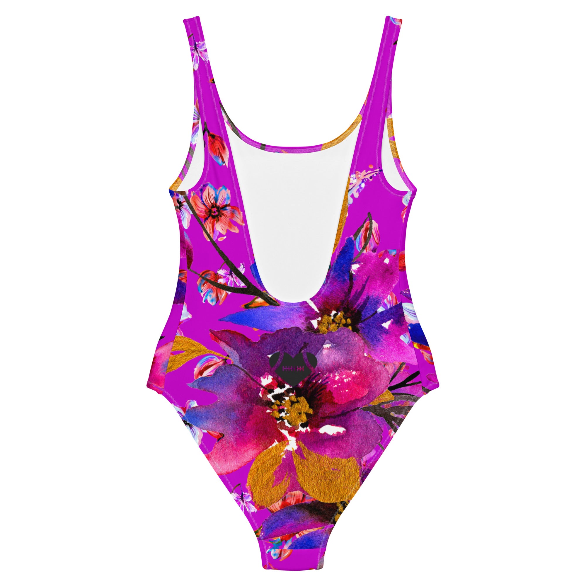 AFA Violet Rose Flower Pattern One-Piece Swimsuit