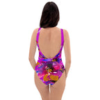 AFA Violet Rose Flower Pattern One-Piece Swimsuit
