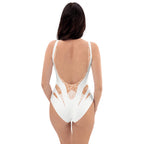Beach Wedding Romantic White Lace Faux Corset One-Piece Swimsuit