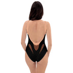 AFA Black Lace Gothic Wedding Faux Corset One-Piece Swimsuit