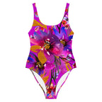 AFA Violet Rose Flower Pattern One-Piece Swimsuit