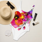 AFA Puppy Rose Flower Pattern One-Piece Swimsuit