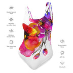 AFA Puppy Rose Flower Pattern One-Piece Swimsuit