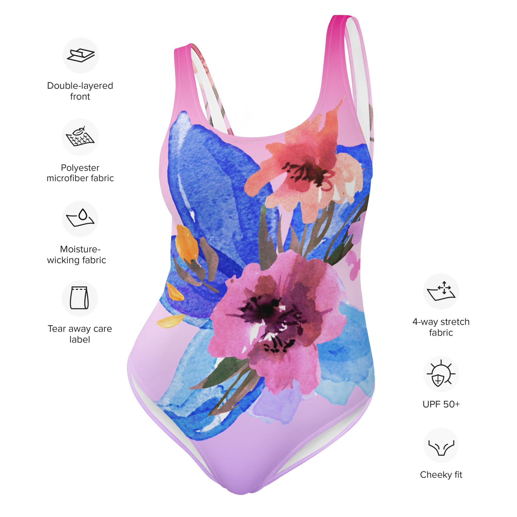 AFA Royal Blue Flower Garden One-Piece Swimsuit