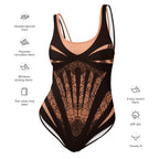 AFA Black lace Beach Wedding Faux Corset Lace One-Piece Swimsuit