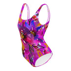 AFA Violet Rose Flower Pattern One-Piece Swimsuit