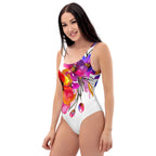 AFA Puppy Rose Flower Pattern One-Piece Swimsuit