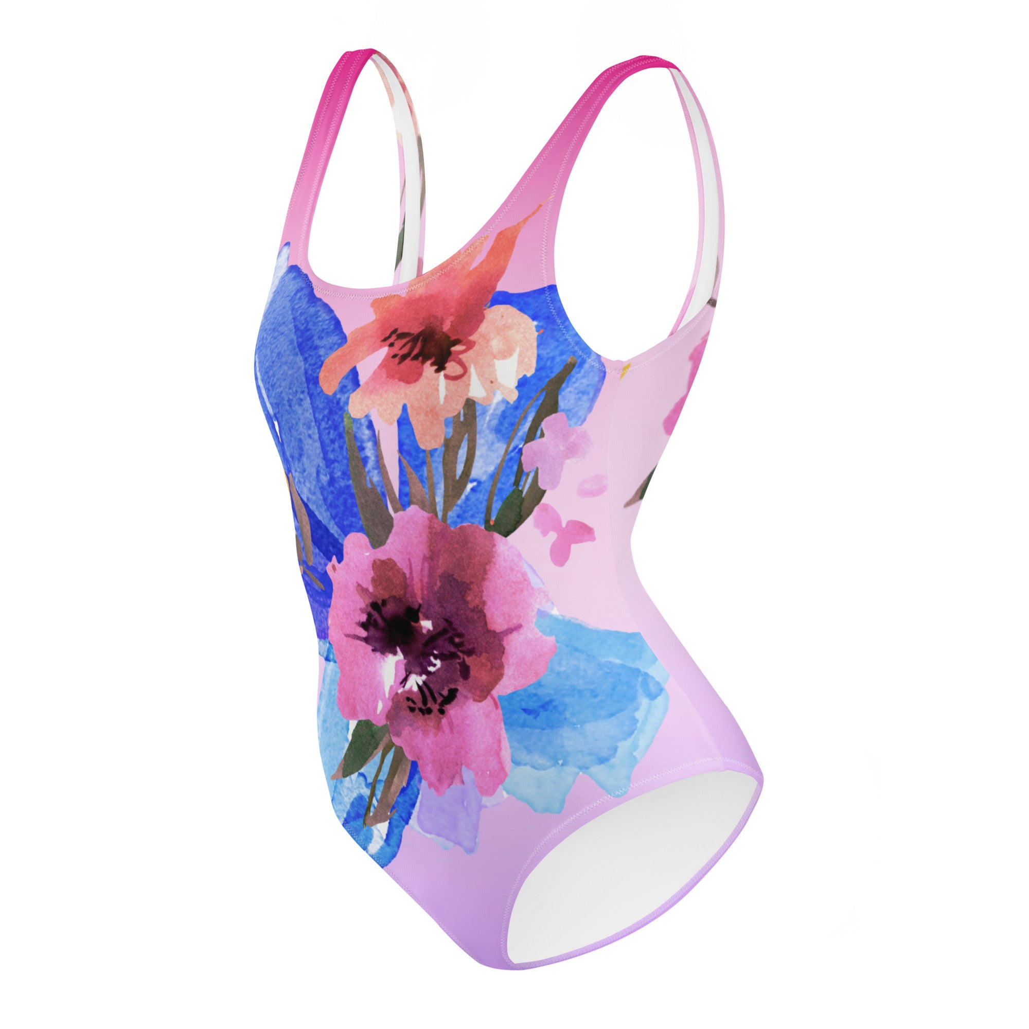 AFA Royal Blue Flower Garden One-Piece Swimsuit