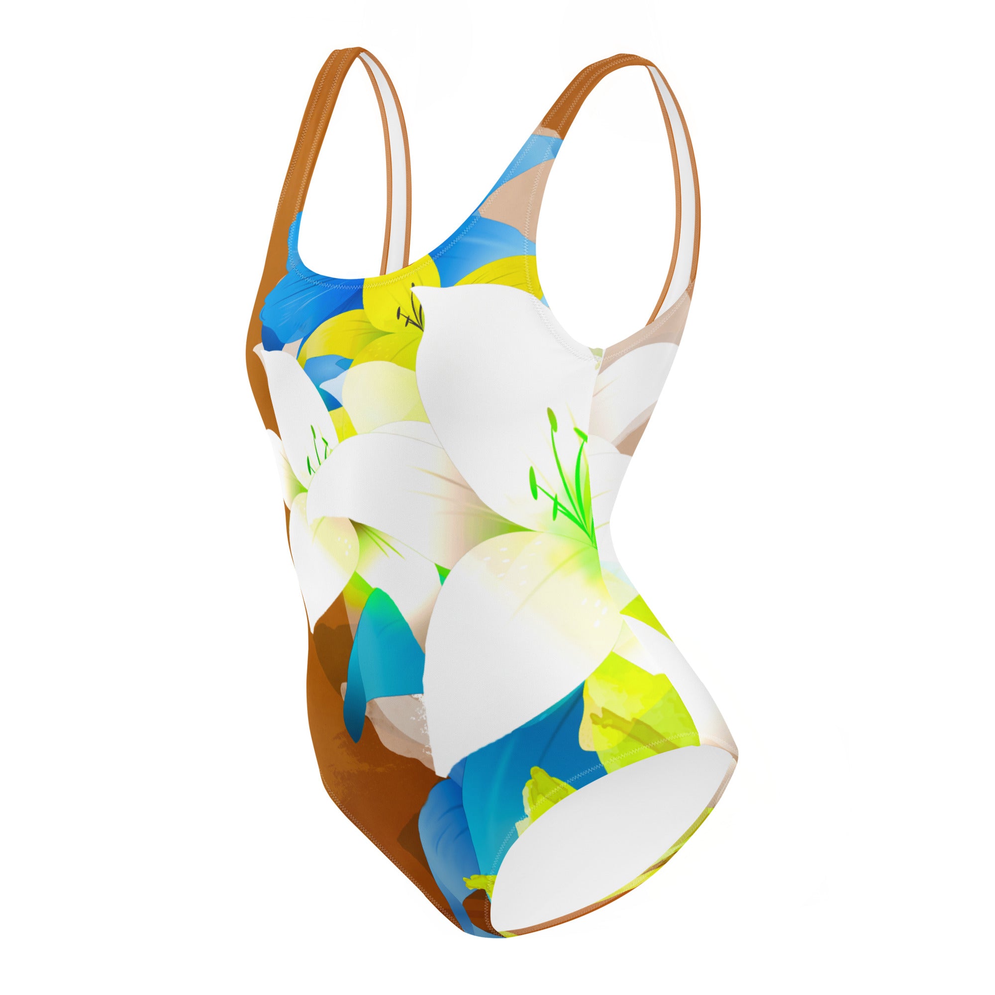 AFA Painting White Flower One-Piece Swimsuit