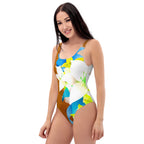 AFA Painting White Flower One-Piece Swimsuit