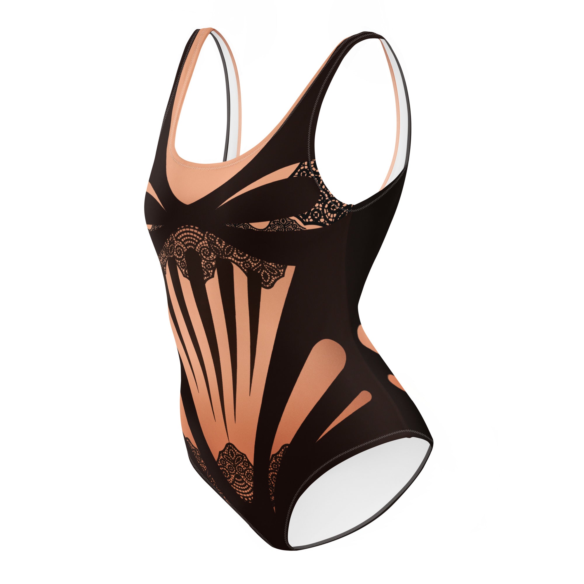 AFA The Eye Of the Tiger Faux Corset Lace One-Piece Swimsuit