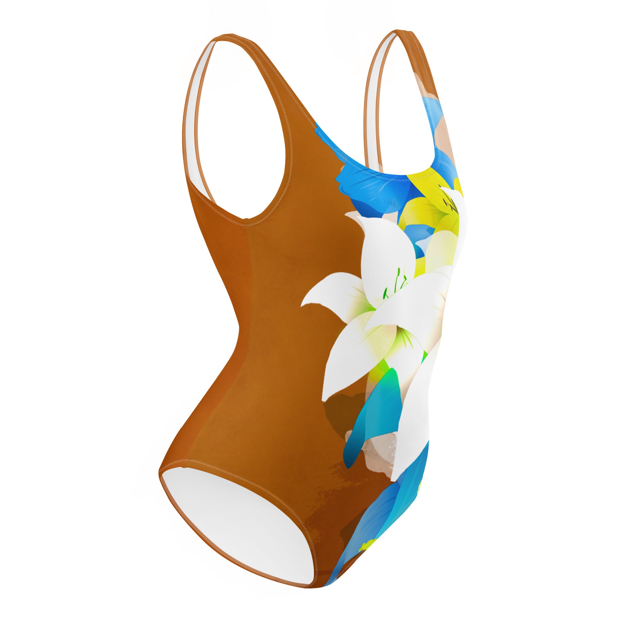 AFA Painting White Flower One-Piece Swimsuit