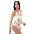 Beach Wedding Romantic White Lace Faux Corset One-Piece Swimsuit