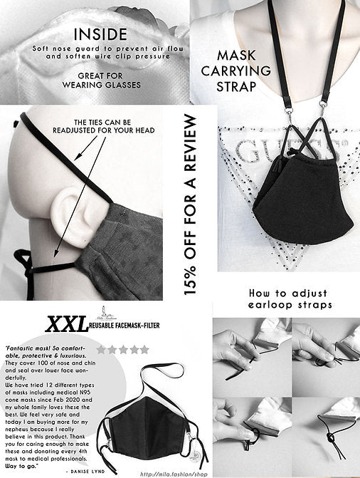 L – XXXL (2XL -3XL) EXTRA LARGE BEARD FACE COVER – FILTER + CARRYING STRAP