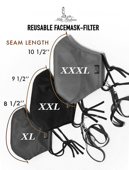 L – XXXL (2XL -3XL) EXTRA LARGE BEARD FACE COVER – FILTER + CARRYING STRAP